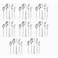 juego de cubiertos de acero inoxidable de 40 piezas estilo occidental para 8 personas acabado plateado brillante apto para el hogar y el comedor