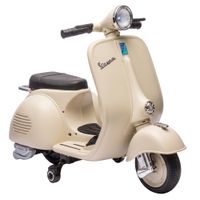 aiyaplay moto electrica para ninos con licencia vespa arranque suave ruedines desmontables luz delantera musica bocina y usb blanco   aosom espana