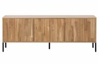 mueble de tv de madera de roble natural con marco negro