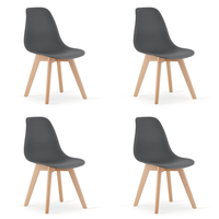 set de 4 silla de comedor polipropileno valora kito asiento ergonomico gris oscuro
