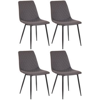 Juego De 4 Sillas De Comedor Telde Tapizadas En Tela Gris Oscuro 57x45x83 Cm Clp