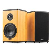 altavoces audizio estereo bluetooth 100w con bateria y acabado bambu