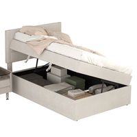 cama individual tapizada de 90 x 200 cm - cama infantil con amplio espacio de almacenaje - beige