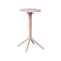 mesa de balcon redonda sintetica con tablero abatible resistente al aire libre exterior beige legrena