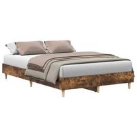 cama matrimonial  cama para adultos  estructura de cama sin colchon roble ahumado 140x190 cm madera