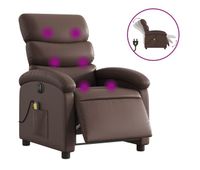vidaxl sillon de masaje reclinable electrico cuero sintetico marron