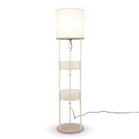 costway lampara de pie 2 en 1 con estantes de almacenamiento iluminacion calida pantalla de lino estructura metalica color blanco 36 x 36 x 158 cm
