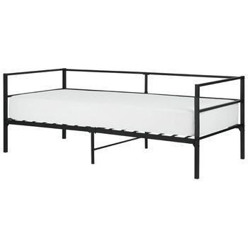 Cama Con Somier De Metal Negro Industrial Moderno Individual 90 X 200 Cm Battut