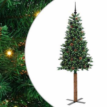Árbol De Navidad | Decoraciones De Navidad Delgado Con 300 Led Con Soporte Verde 210 Cm