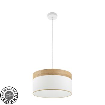 Colgante cloe 1xe27 blanco/blanca-madera clara regx40x40 cm