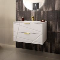 mueble lavabo individual encastrado paneles de melamina y mdf blanco