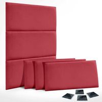 dhome juego de 6 paneles tapizados de terciopelo premium pack autoadhesivos para pared acusticos absorbentes proteccion impactos rojo 60x50cm x6
