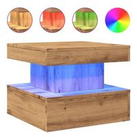 mesa de centro de salon de diseno moderno con luces led 50 x 50 x 40 cm madera de ingenieria dec037611
