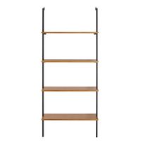 estanteria de pared de chapa de roble y metal negro