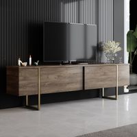 mueble para tv de madera y dorado con espacio de almacenamiento de 180