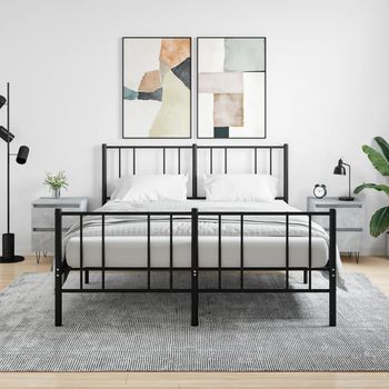 Mesitas De Noche 2 Uds - Mueble Dormitorio - Madera Ingeniería - Gris Hormigón (40x35x50cm)