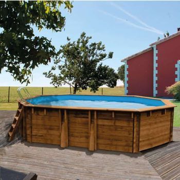 Piscina De Madera Safran 2 Gre Ovalada 620x395x136 Filtro 8m3/h