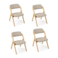 costway silla comedor plegable madera caucho juego de 4 unidades tapizada suave almacenamiento compacto carga 150 kg 53 x 61 x 81 cm beige