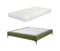 cama doble lilla con colchon 160x200 cm pana - verde encasa