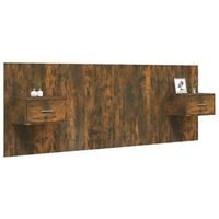 cabecero cama mueble de dormitorio de cama con mesitas madera contrachapada roble ahumado marron m020004688