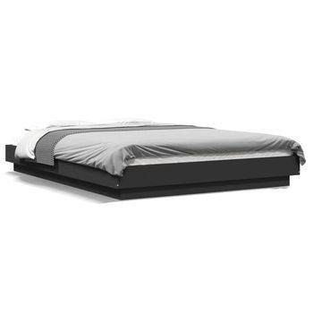 Cama Matrimonial | Cama Para Adultos | Estructura Cama Con Luces Led Madera Ingeniería Negro 120x190cm