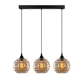 Lámpara De Techo Gold-012 Negro Oro Metal Vidrio 70x20x116 Cm