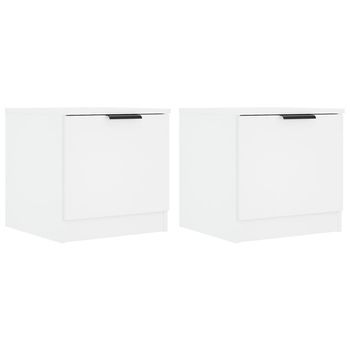 Pack 2 Uds Mesitas De Noche | Mesa Auxiliar | Mesilla Color Blanco 40x39x40 Cm