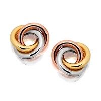 9ct three colour gold mini knot earrings - 8mm - g4624