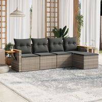 conjunto de sofas jardin con cojines 5 uds  mueble jardin mesa y sillas ratan sintetico gris cfw929908