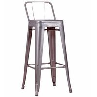 taburete industrial en acero metalizado con respaldo bajo  43x43x97cm - metalico