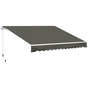 Outsunny Toldo para Terraza para Balcón Retráctil 350x250 cm Impermeable y Anti-UV para Jardín y Ventanas Gris   Aosom España