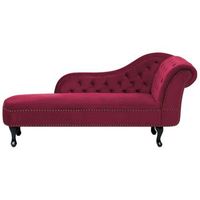 chaise longue tapizado en terciopelo borgona con botones version derecha nimes