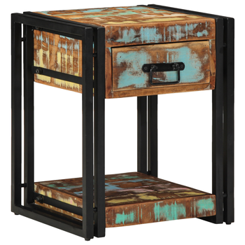 Pack 2 Uds Mesitas De Noche | Mesilla De Noche | Cabinete De Noche Madera Maciza Reciclada 40x40x50 Cm Cfw49812