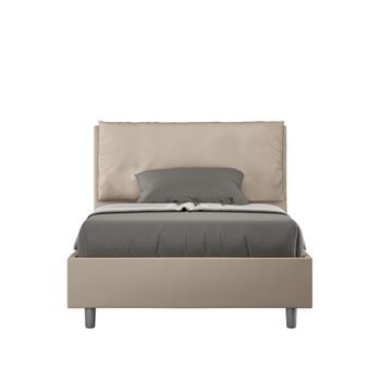 Cama Con Somier Acolchada 120x200 Cuero Sintético Gris Paloma Antea Large
