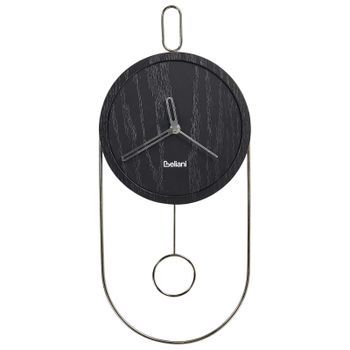 Reloj De Pared Decoración Colgante 20 X 45 Cm Diseño Sin Números Péndulo Mdf Negro Sierre
