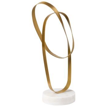 Figurita Decorativa Moderna Con Base De Mármol Blanco Accesorio Hecho A Mano Dorado Milton