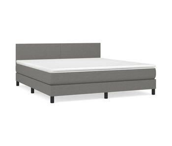 Cama box spring con colchón tela gris oscuro 160x200 cm diseño plano