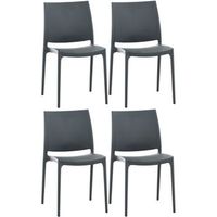 set de 4 sillas apilables maya plastico gris oscuro 50x44x81 cm clp
