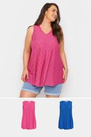 yours juego 2 tops sin mangas con bordados calados rosa y azul mujer curvy y tallas grandes yours