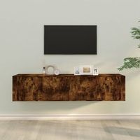 set de 3 uds muebles tv  mueble de salon  armario tv madera contrachapada roble ahumado cfw788844