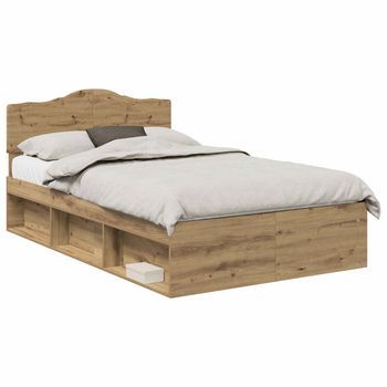 Estructura De Cama Con Cabecera Roble Artisan 120 X 190 Cm Vidaxl