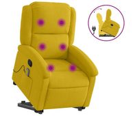 vidaxl sillon reclinable de masaje elevable terciopelo amarillo