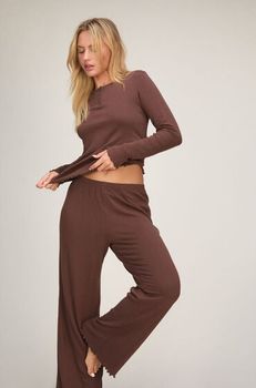 Hunkemöller Pantalones de pijama Loose Pointelle Marrón