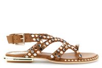sandalias asimetricas de piel con tachuelas multicolor tan