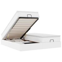 estructura de cama otomana con colchones cuero sintetico blanco vidaxl