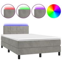 estructura de cama led con cabecero con somier y cubrecolchon 120x200 cm tela de terciopelo gris claro tdl0207868