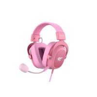 auriculares havit 6950676215465 con cable jack 35 mm gaming microfono boom rosa