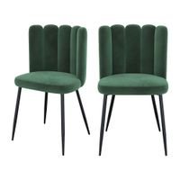 set de 2 sillas de terciopelo verde con patas de metal
