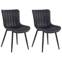 set de 2 sillas de comedor costura decorativa en polipiel negro pie metal negro m10001117