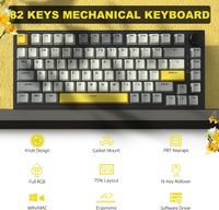 teclado mecanico para juegos ajazz ak820 75 con perilla de volumen estructura de montaje gasket y diseno intercambiable en caliente adecuado para oficina y juegos compatible con pc sistemas
